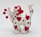 Ceramic White Cat with Red Hearts Ornament, Home Décor, Gift for Her, Galentine's Day Gift, Cat Lovers Gift, Pet Loss Gift, Valentines Day Decor